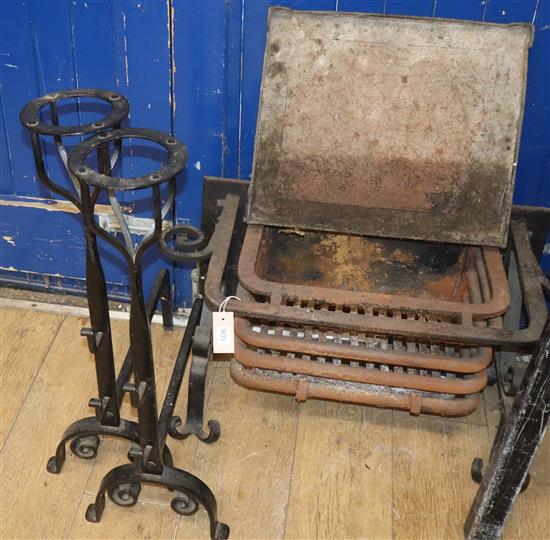 A wrought iron basket and dogs Basket 80cm wide